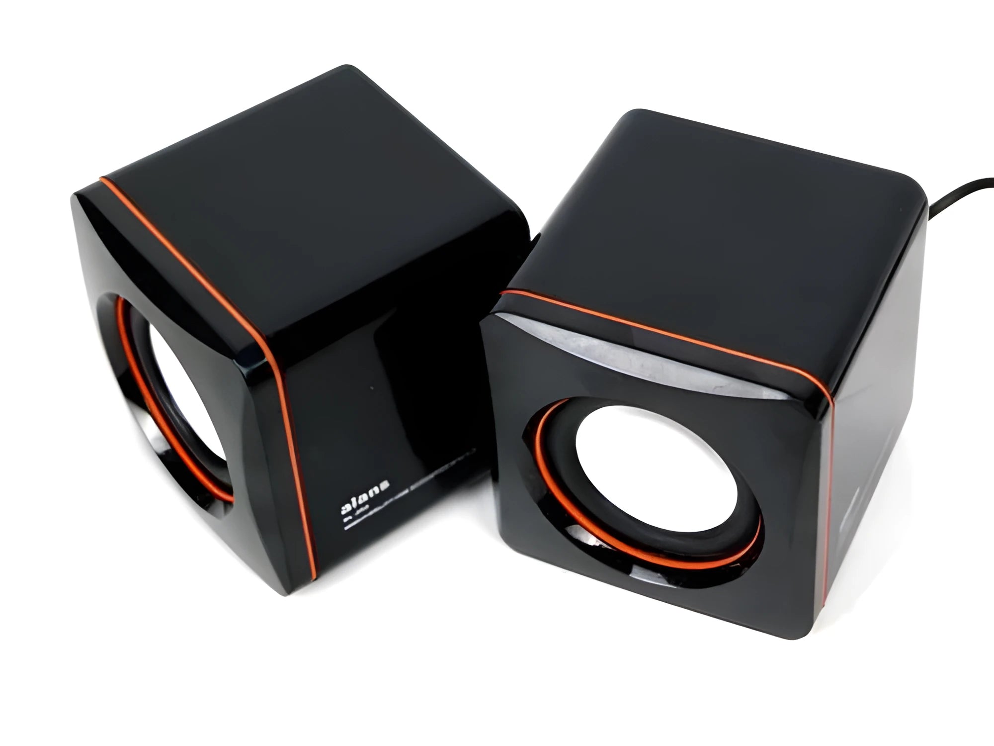 Small black square USB computer speaker model 700B on a desk.