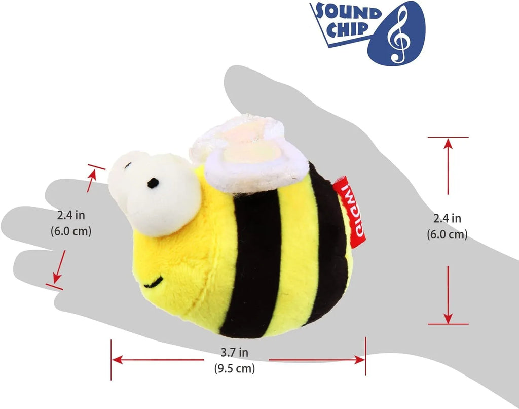Yellow flannelette bee-shaped electronic cat toy that squeaks when touched