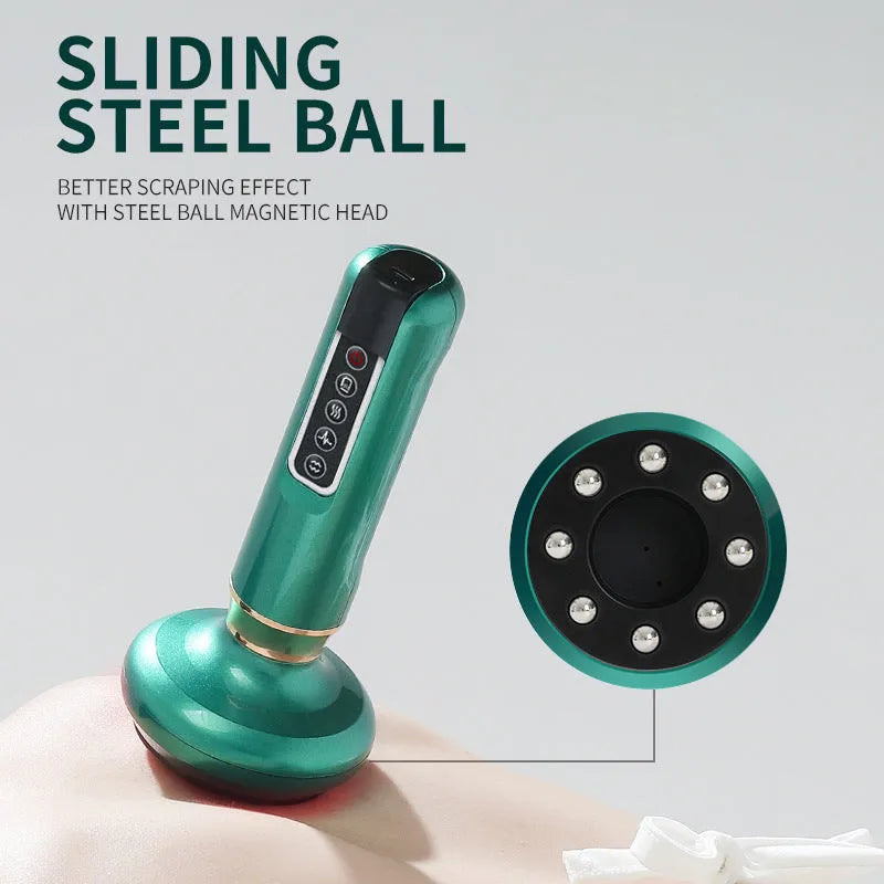 Green electric vacuum cupping massager with suction cup and charging cable