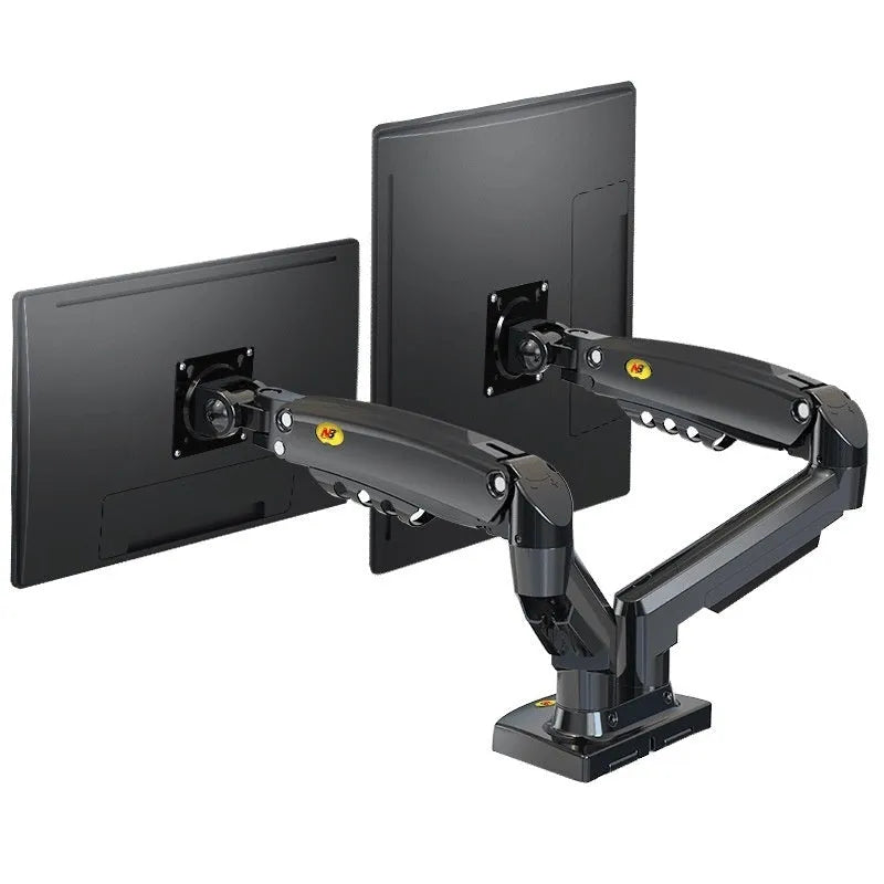 Dual screen monitor bracket with height adjustment for VESA 75-100mm compatible displays