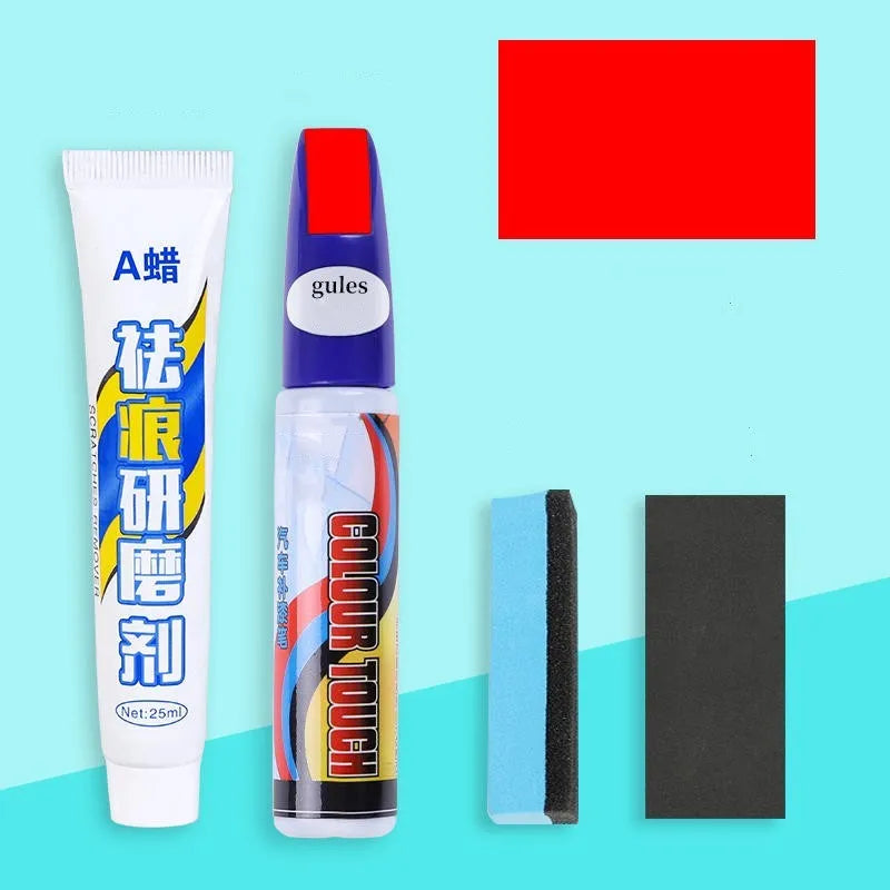 Automotive paint repair kit with touch-up pen, Scratch A wax, sponge, and sandpaper for car scratch repair