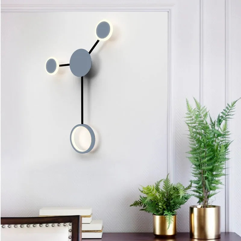 Contracted 6-head wall lamp in black finish, 54W, 96.5cm length, iron and acrylic