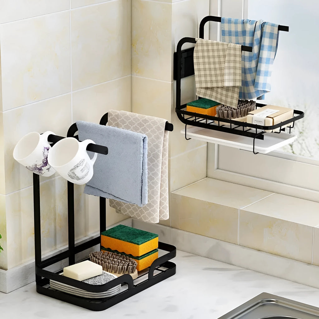 Foldable plastic kitchen rack for rag drainage in new Chinese style design