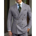 Men's light business style two-piece suit in regular thickness with chemical fibre cotton blend fabric