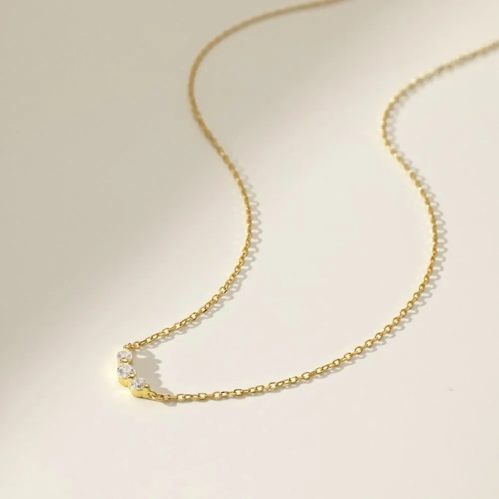 Geometric zircon 925 silver women's necklace with electroplated finish, gold or platinum option