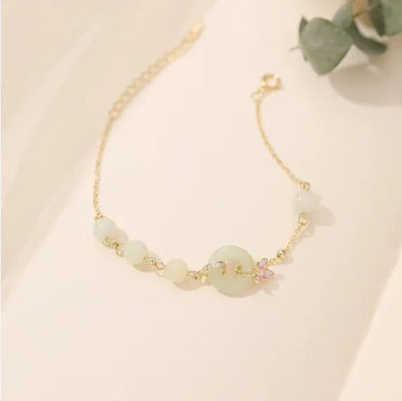925 silver orchid and geometric pendant necklace with safe buckle clasp and matching bracelet.