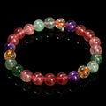 Strawberry quartz bracelet with round 7mm, 8mm, or 9mm beads and natural tourmaline colour styling