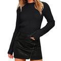 Slim fit acrylic knitted pullover sweater with round neck and long sleeves