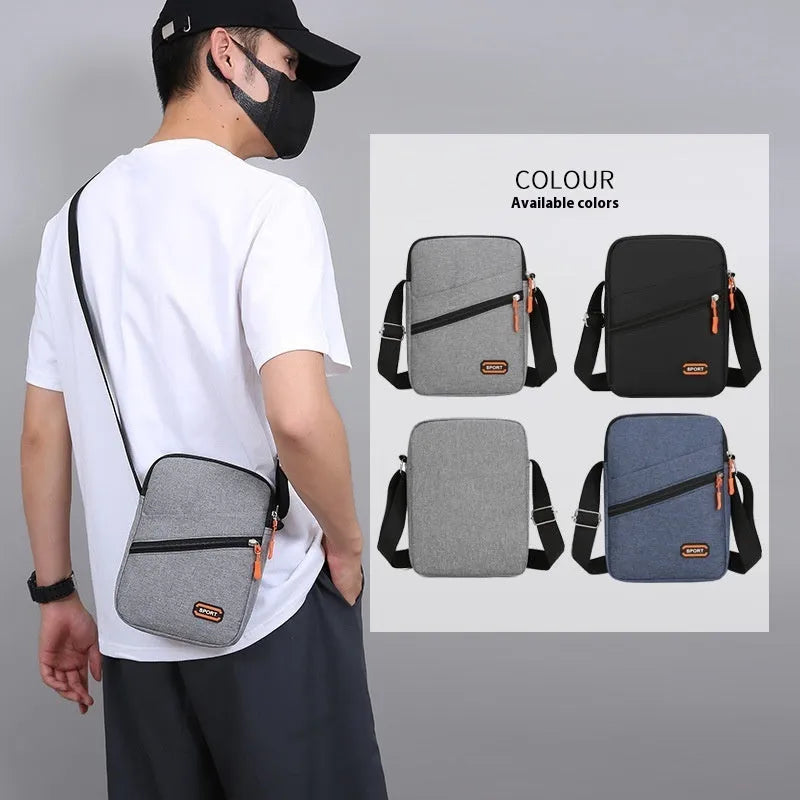 Solid colour crossbody commuter bag in Oxford cloth with ultra-light design and polyester lining