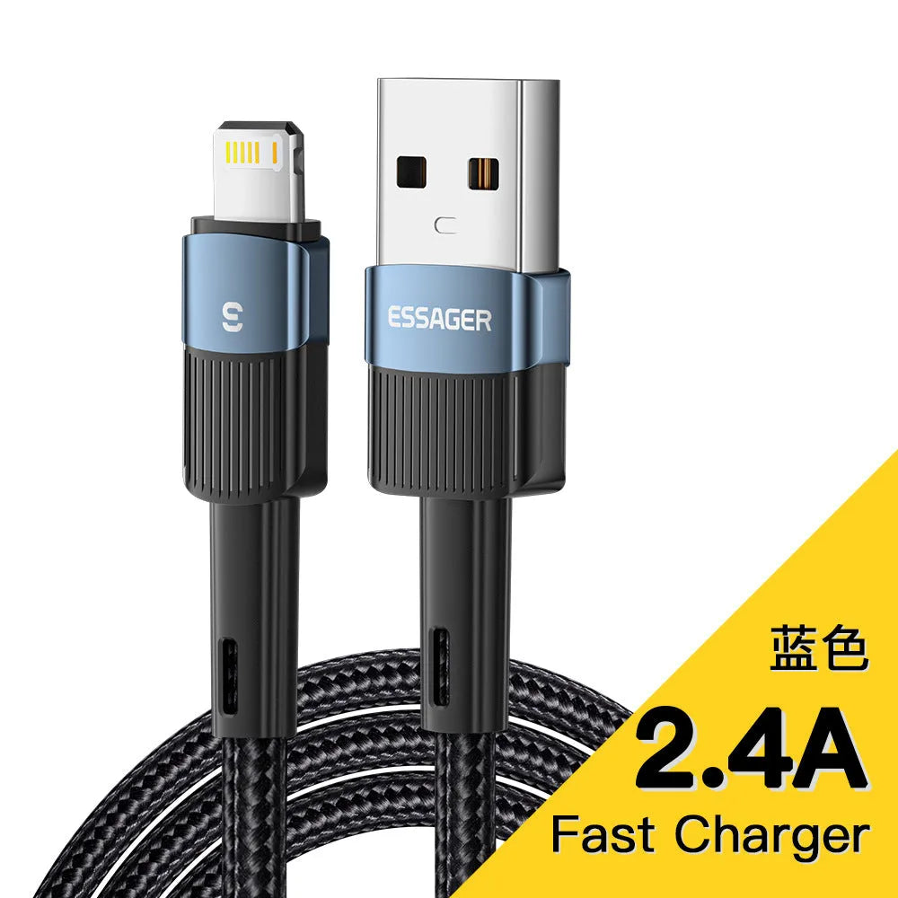 6A super fast charge data cable with braided thread and aluminium alloy connectors in black