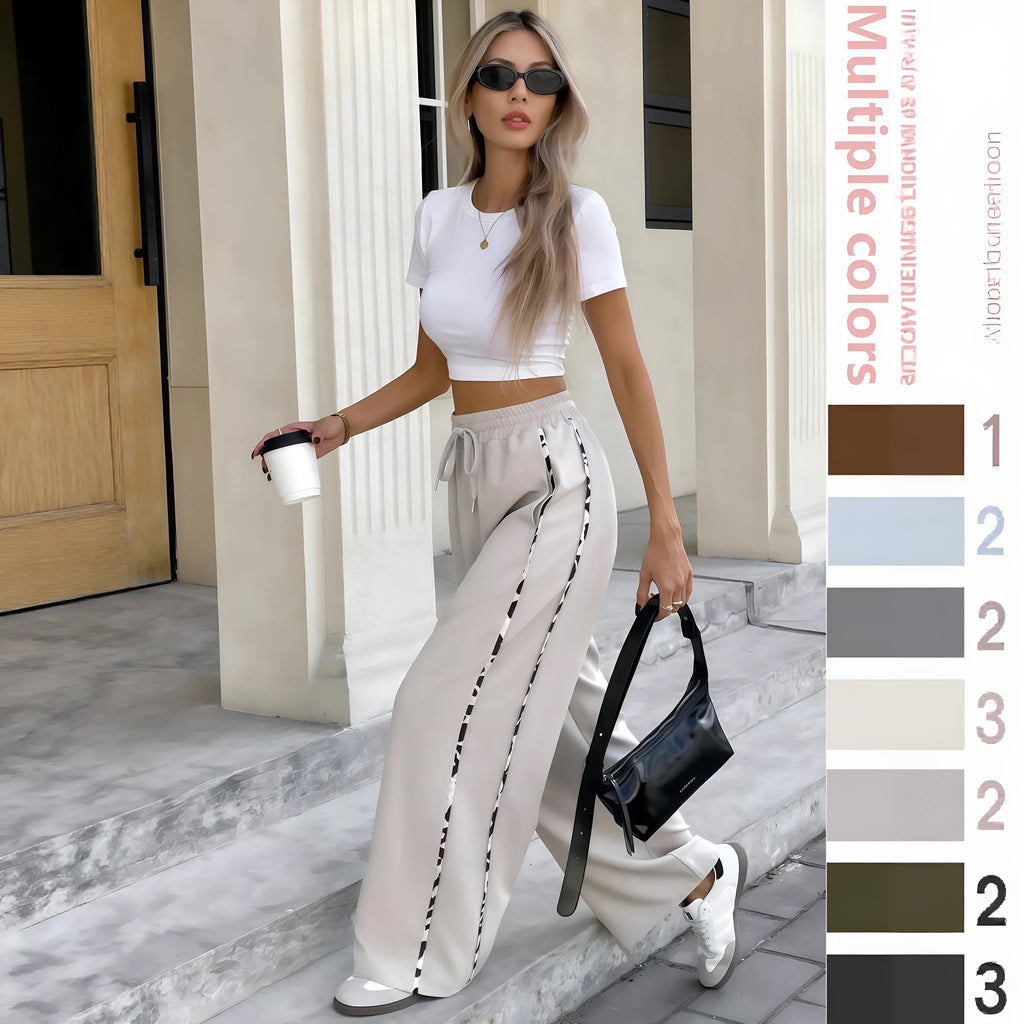 Straight leg high waist casual pants with lace-up drawstring in Army Green colour