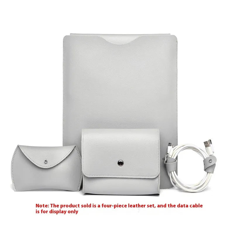 Four-piece leather edge protector set for notebooks in multiple colours with lock edge design