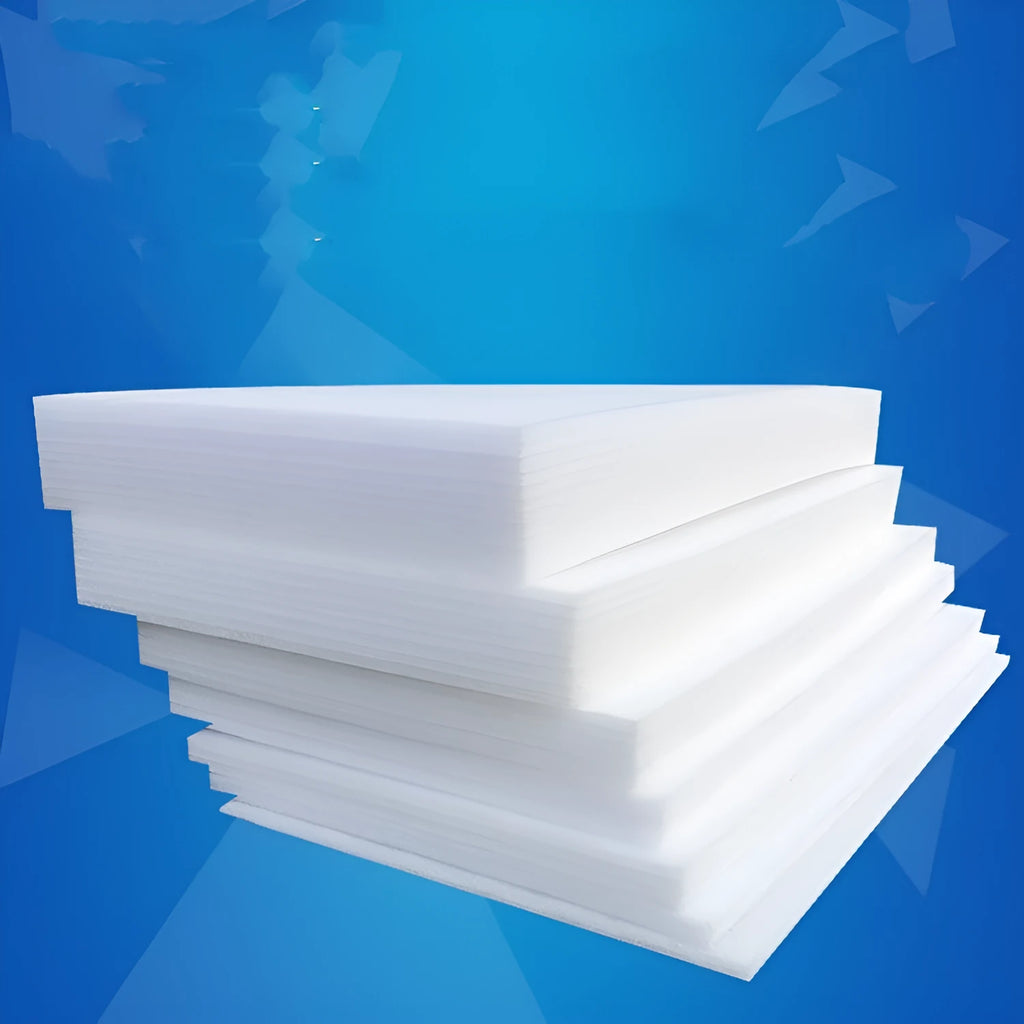 Large white rectangular EPE pearl cotton foam board showing its thickness and smooth surface