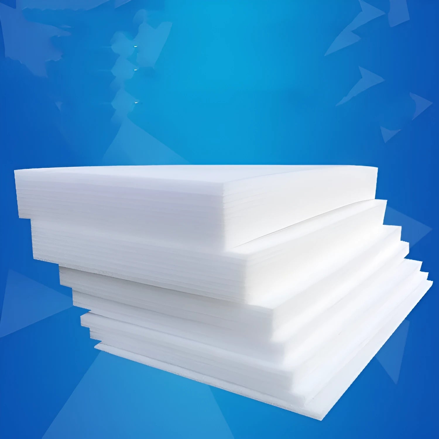 Large white rectangular EPE pearl cotton foam board showing its thickness and smooth surface