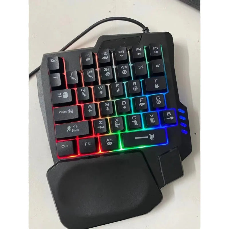 One-handed mechanical keyboard and mouse set with 1.5 metre cable