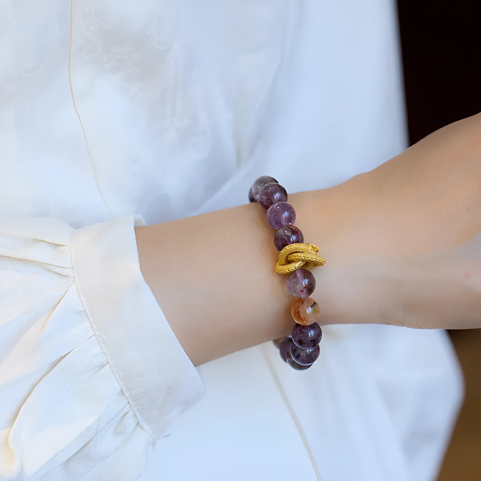Purple cornucopia nine purple crystal good luck bracelet with animal zodiac design