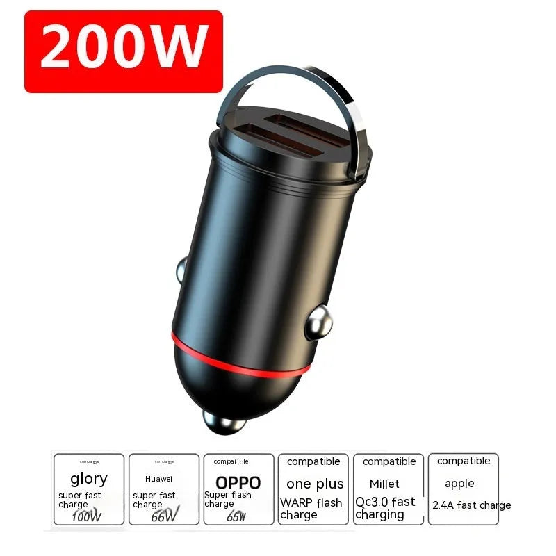 Black 200W car charger with USB ports for multiple device charging