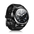 Black smart watch with blood pressure monitoring on a silicone strap, showing a 1.28-inch screen.