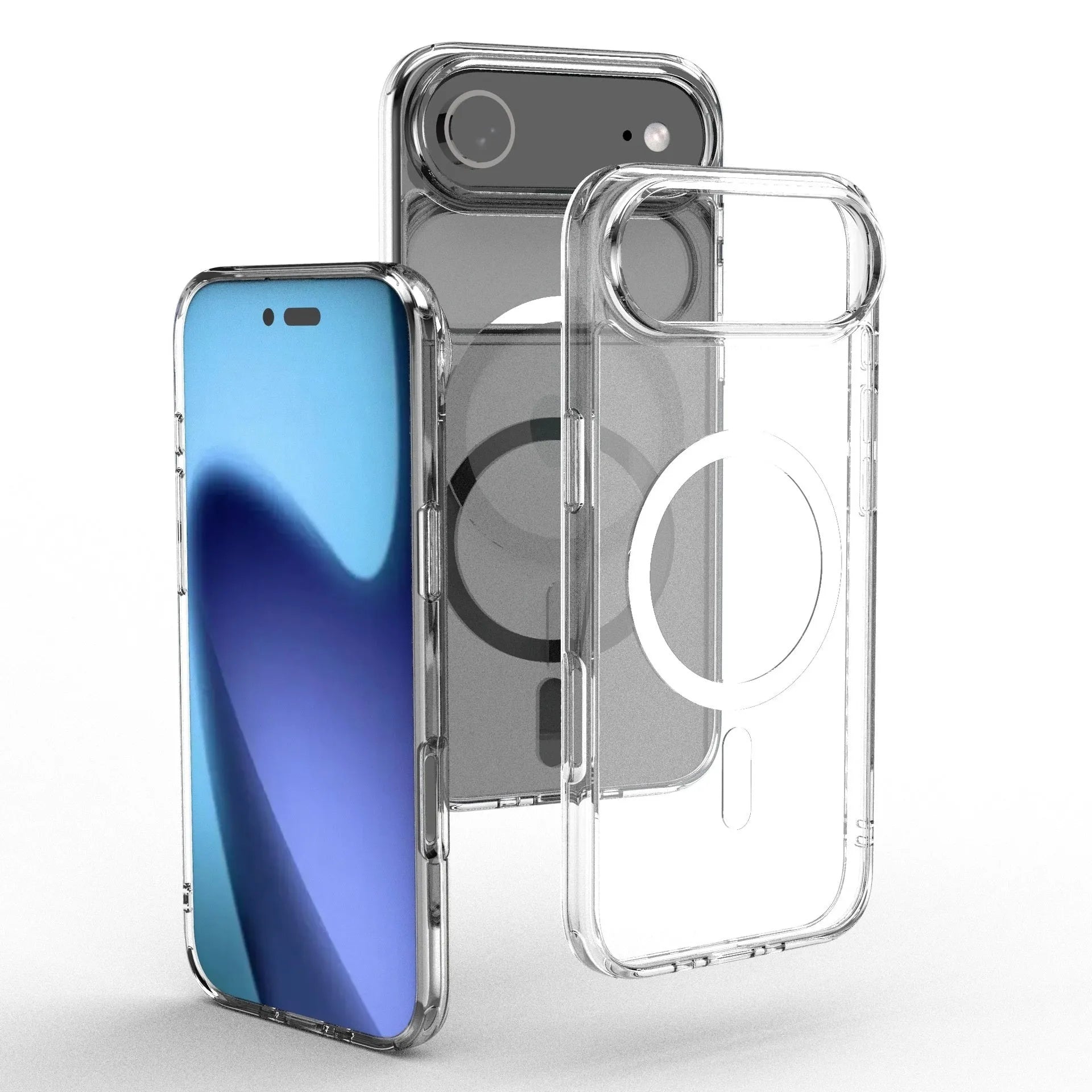 Transparent magnetic phone case for iPhone 17 series with TPU composite board construction