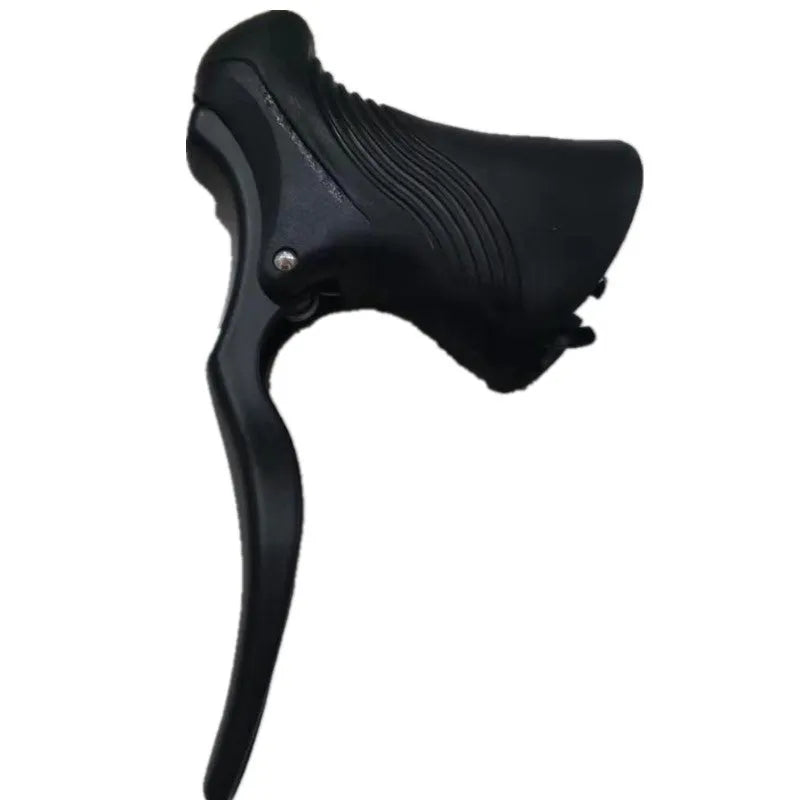 Pair of black aluminium road bicycle brake handles for 22.2mm and 23.8mm handlebars.