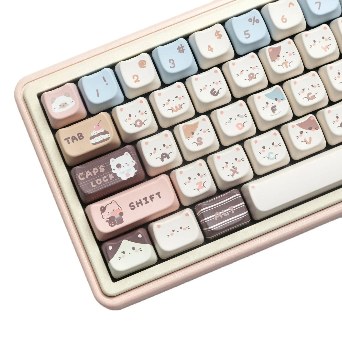 High Sea Salt Cat mechanical keyboard PBT key cap set with March past space bar design and 7u supplement kit