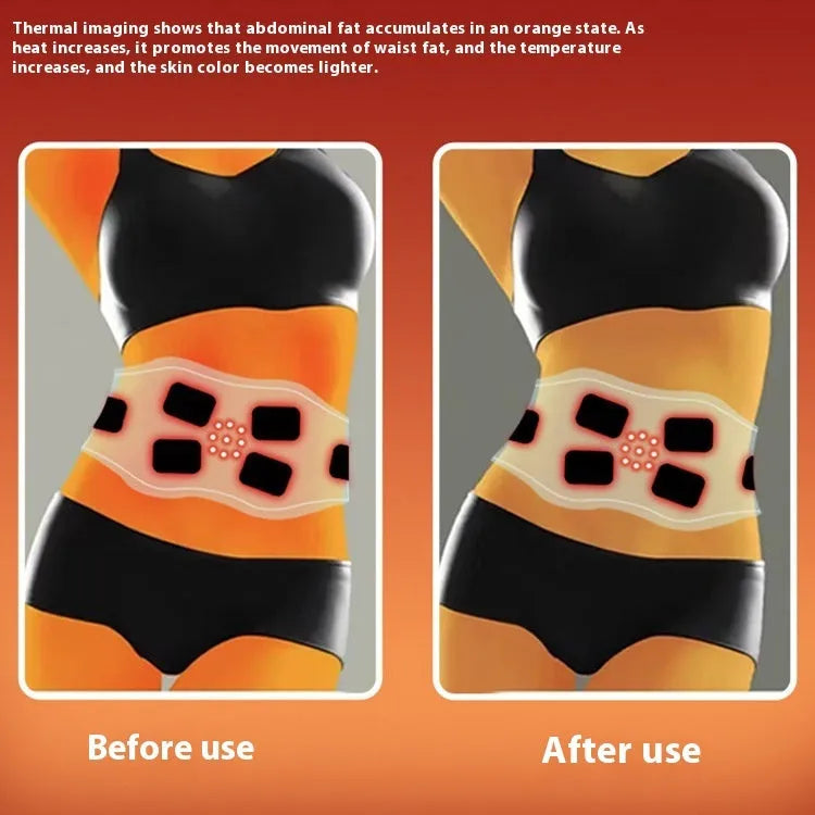 Azure rechargeable massage belt with red light hot compress and remote control on a light background
