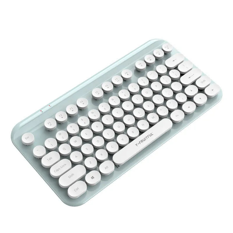 Mini 2.4G Punk Wireless Keyboard with 75 keys in compact retro design, white colour