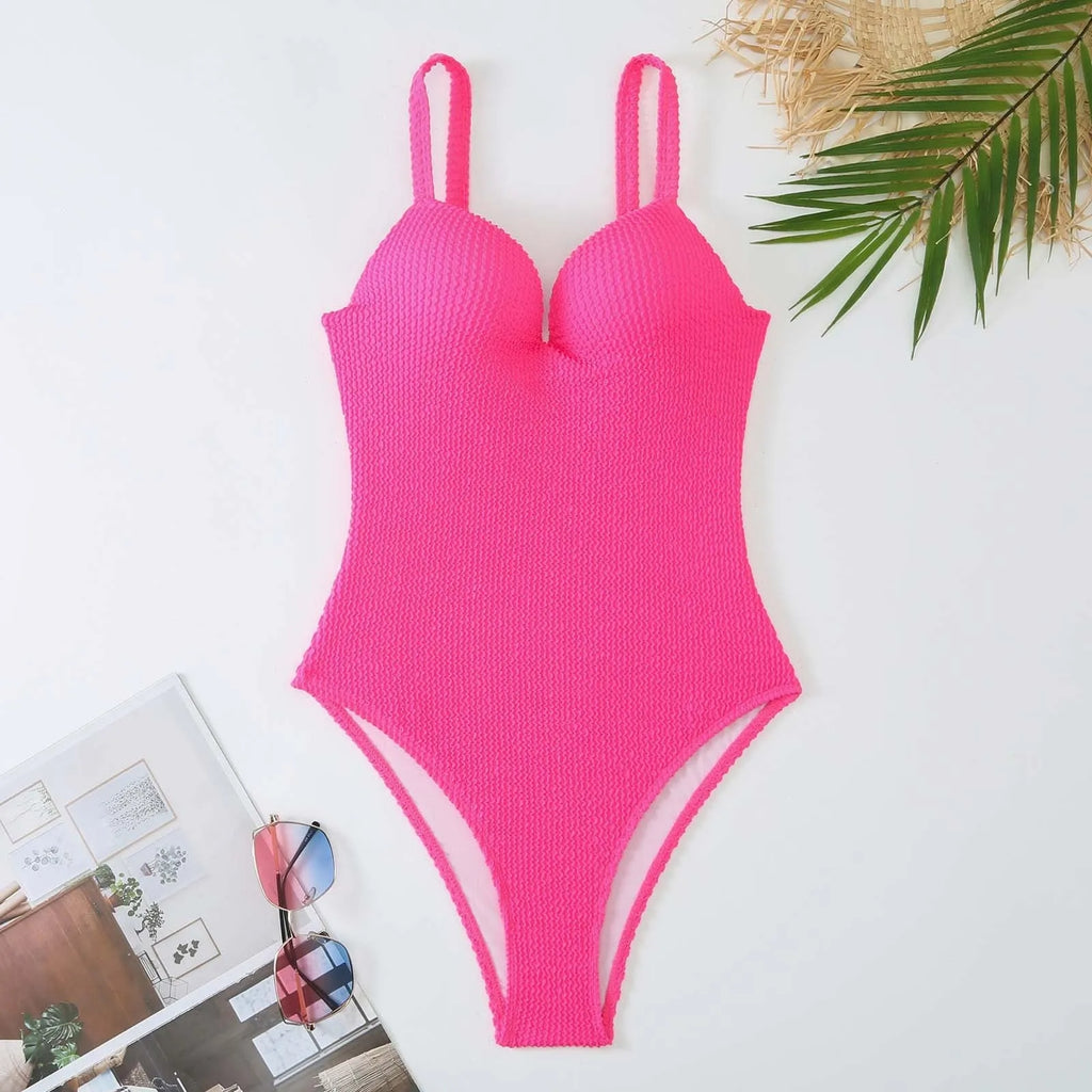Women's one-piece swimsuit with sunkissed stripe pattern in sleeveless design for swimming