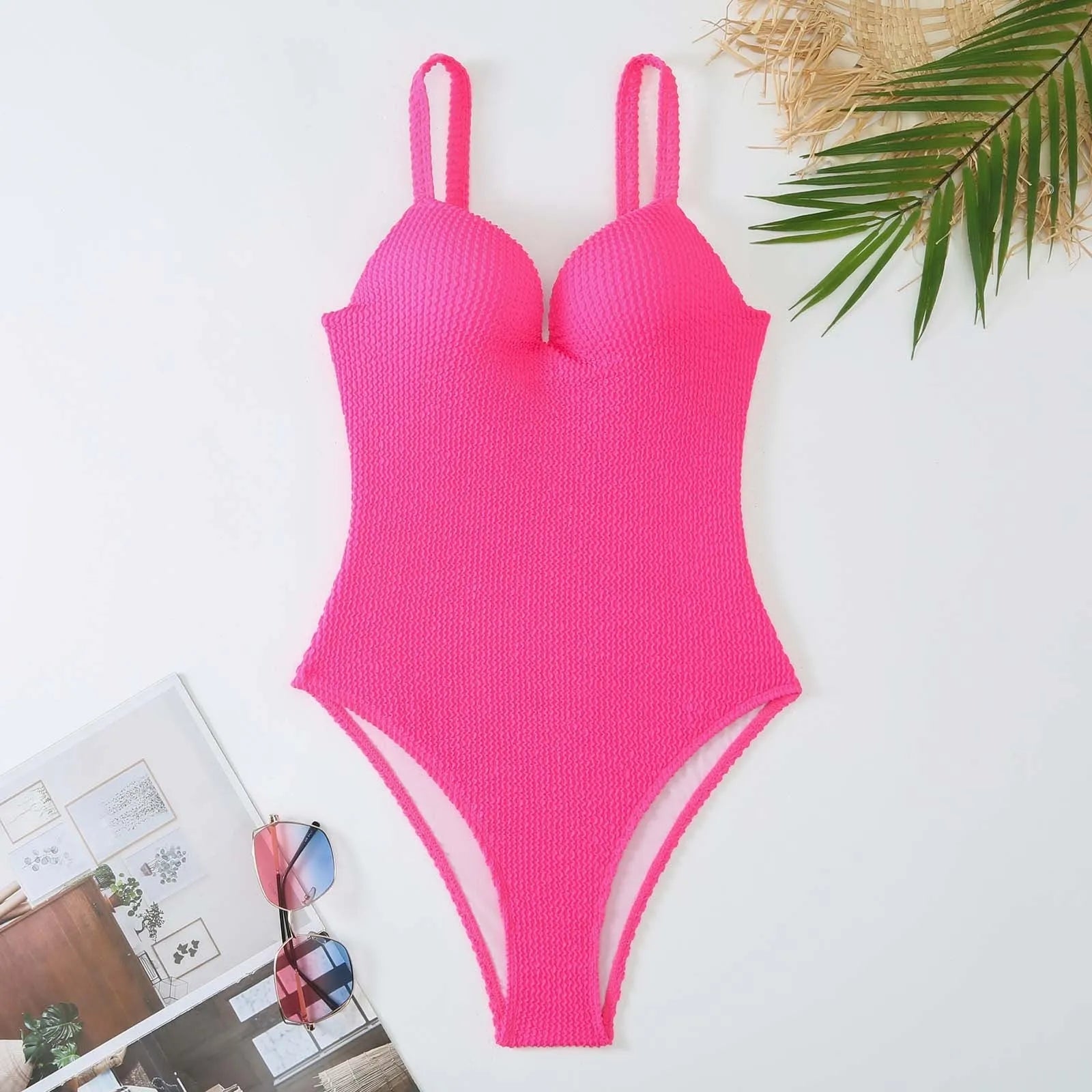 Women's one-piece swimsuit with sunkissed stripe pattern in sleeveless design for swimming