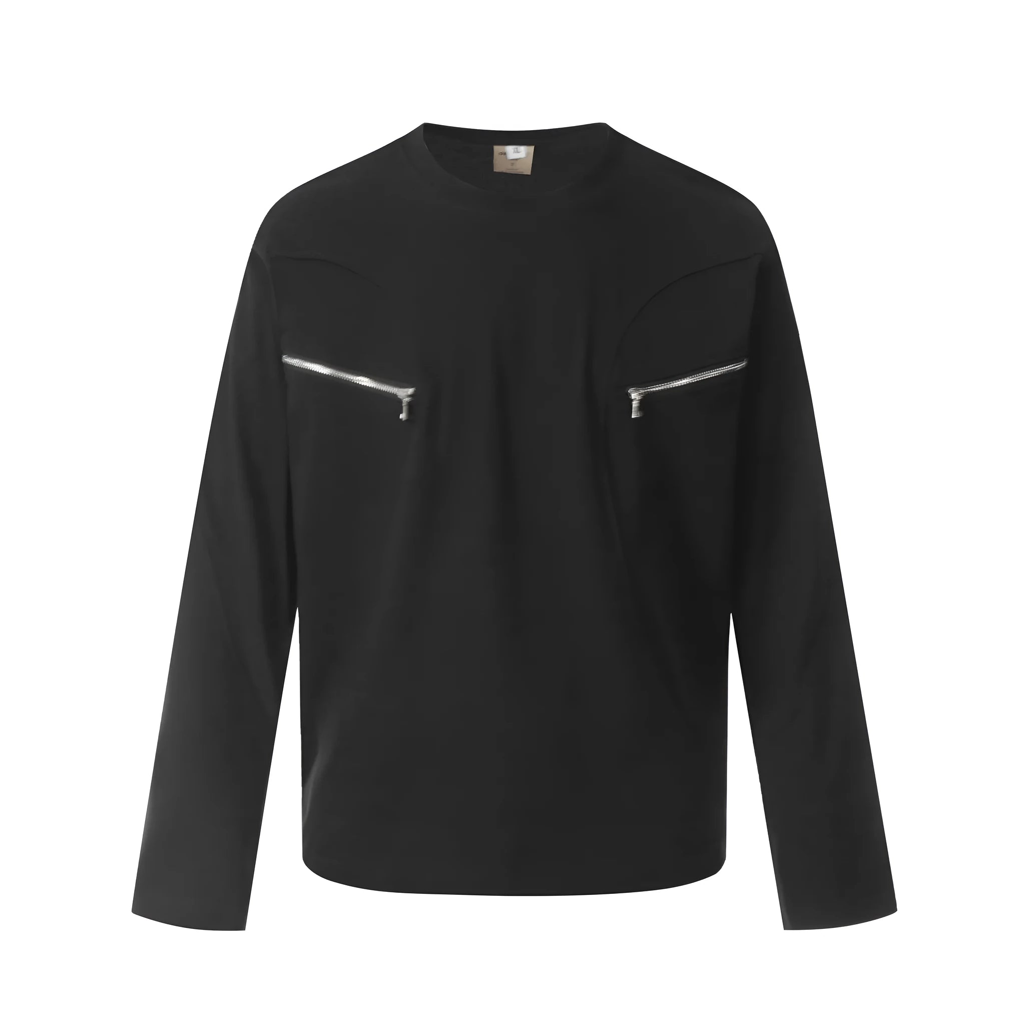 American retro style loose fit cotton long sleeve top in black and flower grey colours