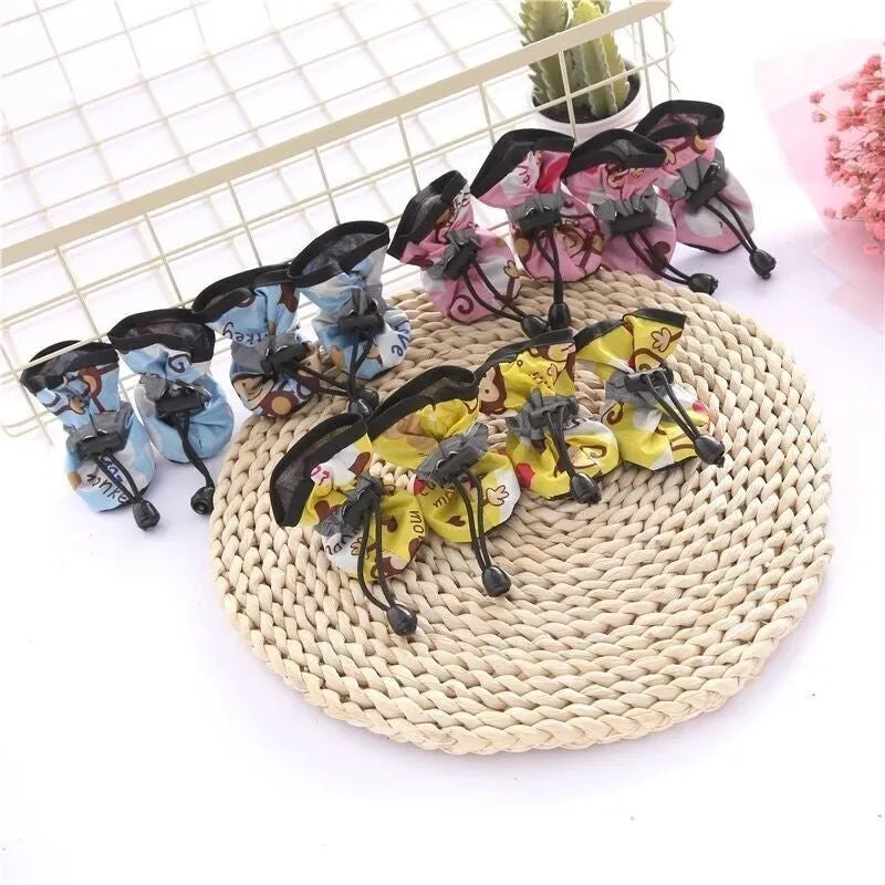 Cloth dog shoes with soft soles in multiple colours including fleece-lined options for canine paw protection