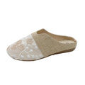 Gold low heel flat slip-on sandals with mesh upper and hollow toe box