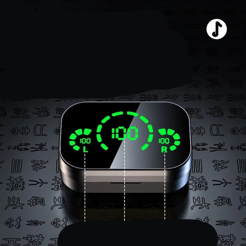 YD03 wireless TWS headset with smart digital display, breathing light, graphene diaphragm, and charging compartment