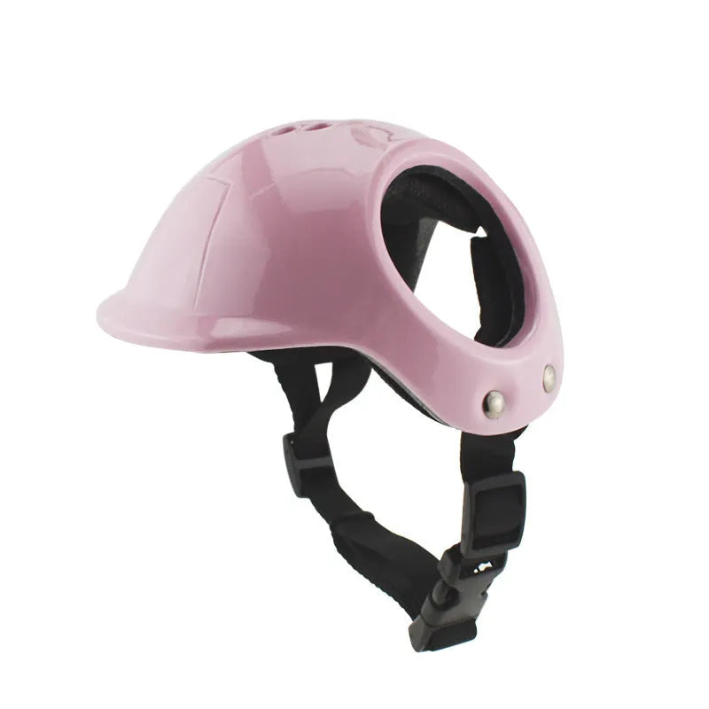 Plastic cycling helmet for small and medium dogs in black, white or pink