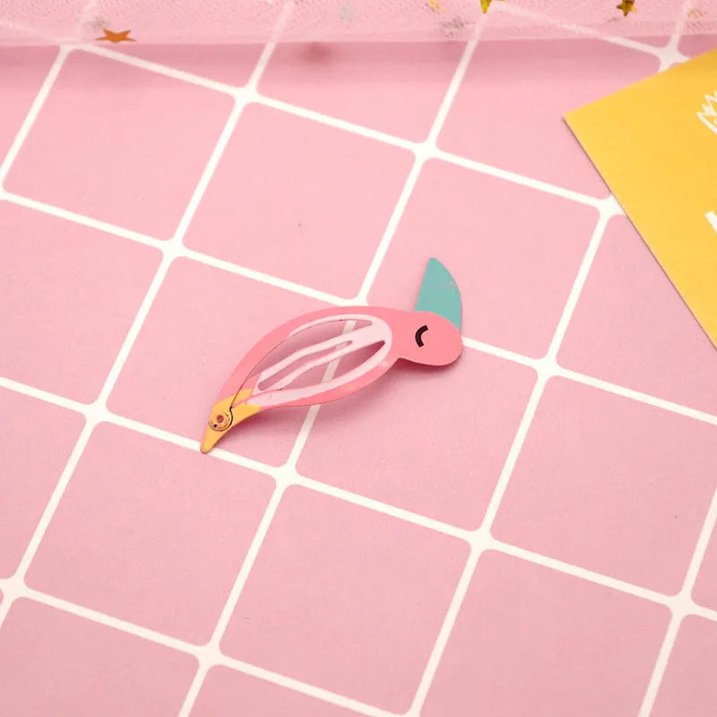 Children's metal hair barrette with colour printed watermelon and strawberry design