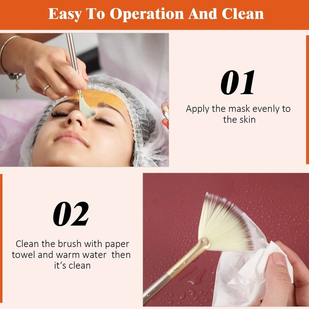 10 professional facial fan brushes with champagne handles and protective covers