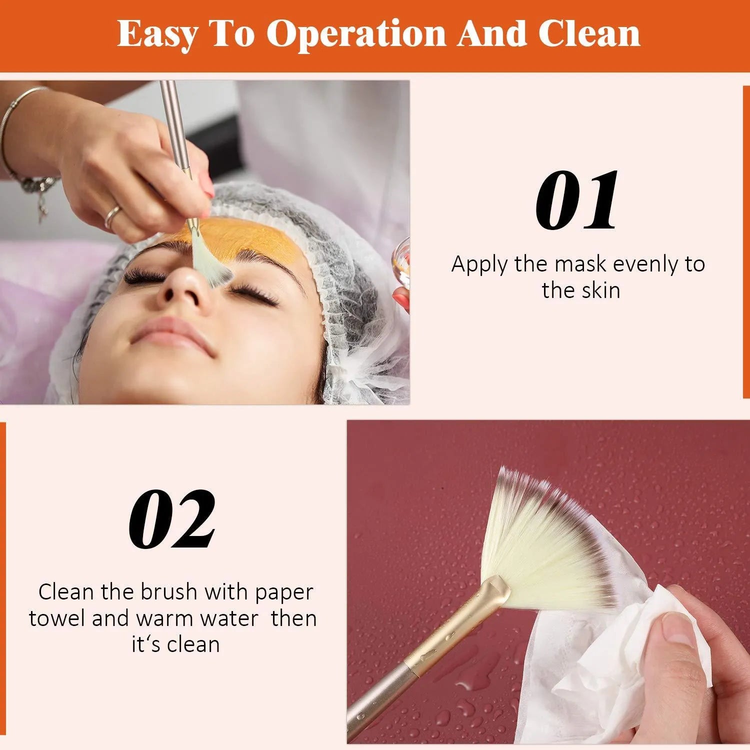 10 professional facial fan brushes with champagne handles and protective covers