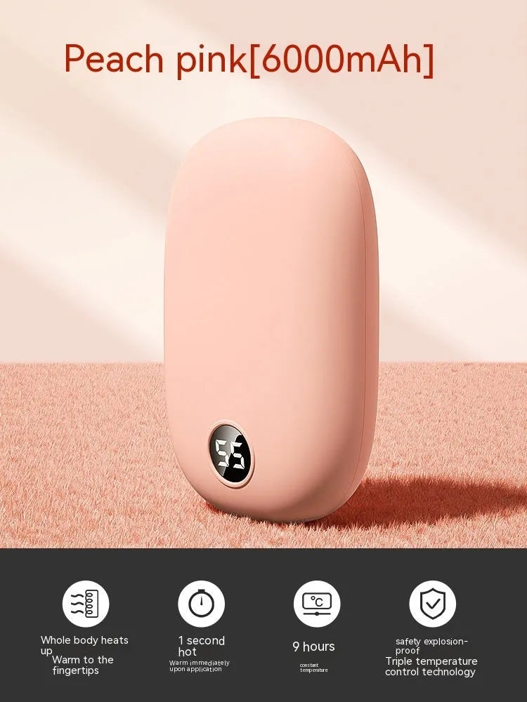 Portable two-in-one hand warmer USB power bank in milky white with three heat settings