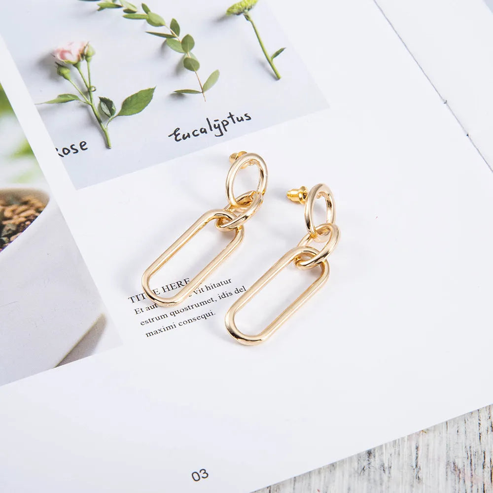 Geometric sterling silver needle colour hoop earrings with ring and line design on alloy base