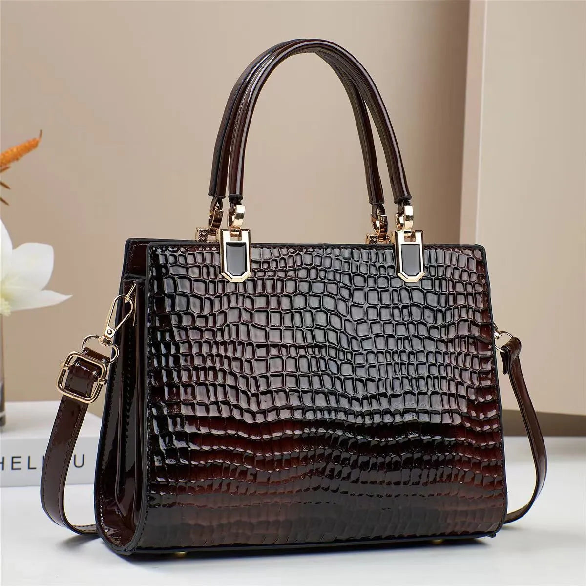 Women's large capacity one shoulder mom bag in soft PU material with multiple internal compartments