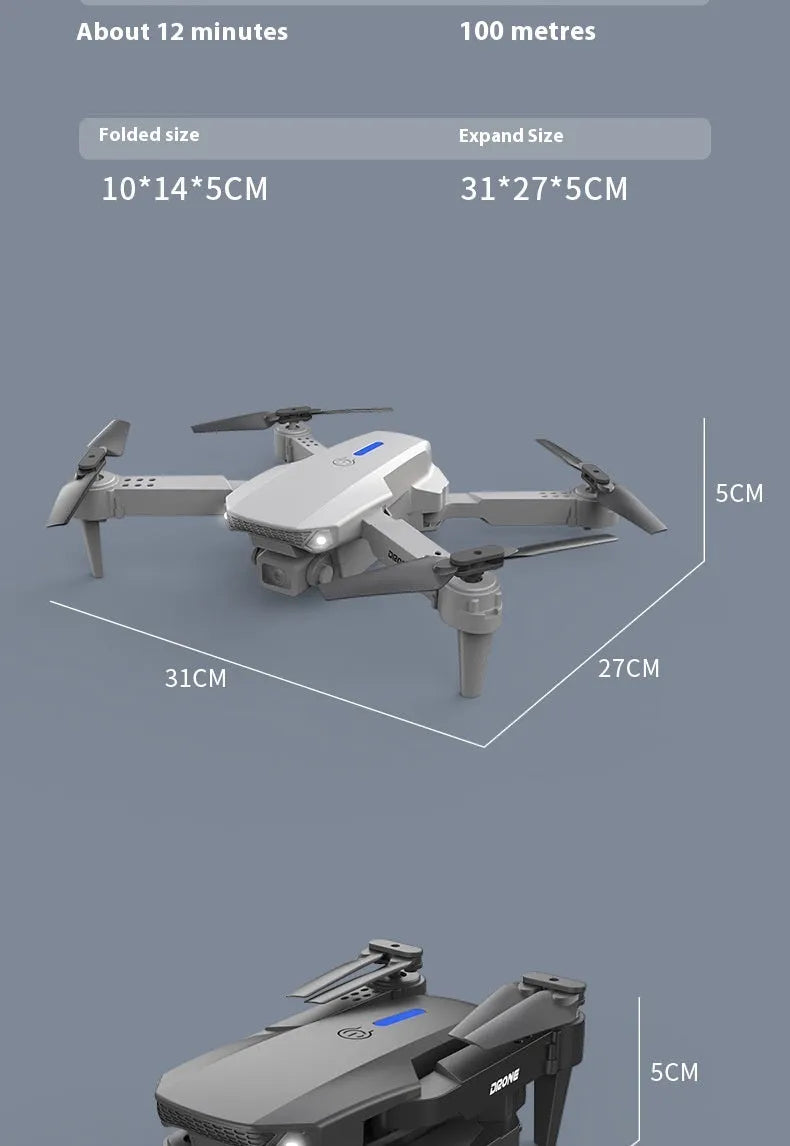 Black UAV aerial photography drone with four rotors, folding frame under 30 cm, optical flow positioning system