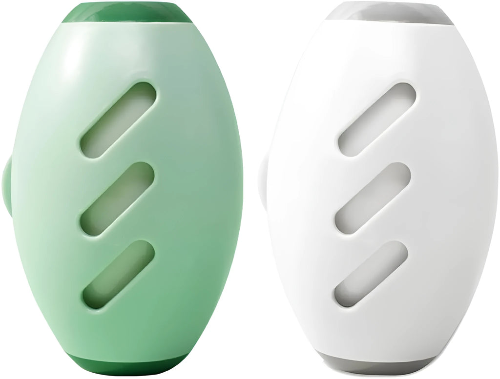 Green and white washable reusable gel lint roller ball for pet hair removal.