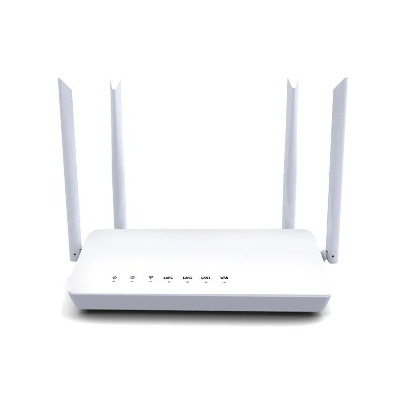 Portable black or white bare metal wifi router showing rear panel with LAN and WAN ports.