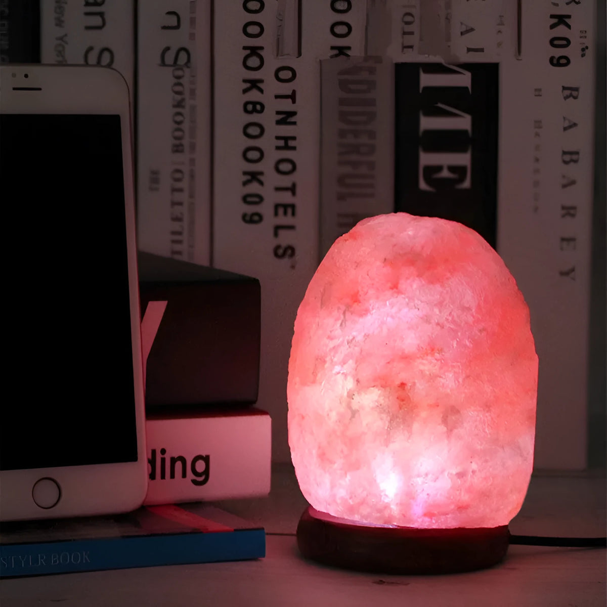 Crystal salt USB LED night lamp in pink or white with colourful colour changing or warm light, 660 * 100mm