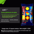 Three rolls of clean-smell glutinous rice wallpaper glue (Glue E) on a white background.