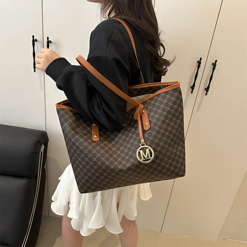 Black PU street-trend shoulder bag with sewing thread detail, shown with a 42cm wide top opening.