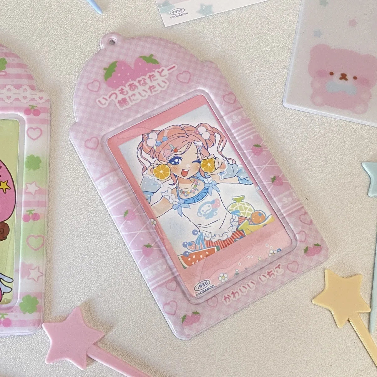 PVC cartoon card holder pendant with transparent sleeve for meal cards or IDs