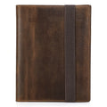 Brown Crazy Horse leather A5 notebook protective sleeve with square socket-type design