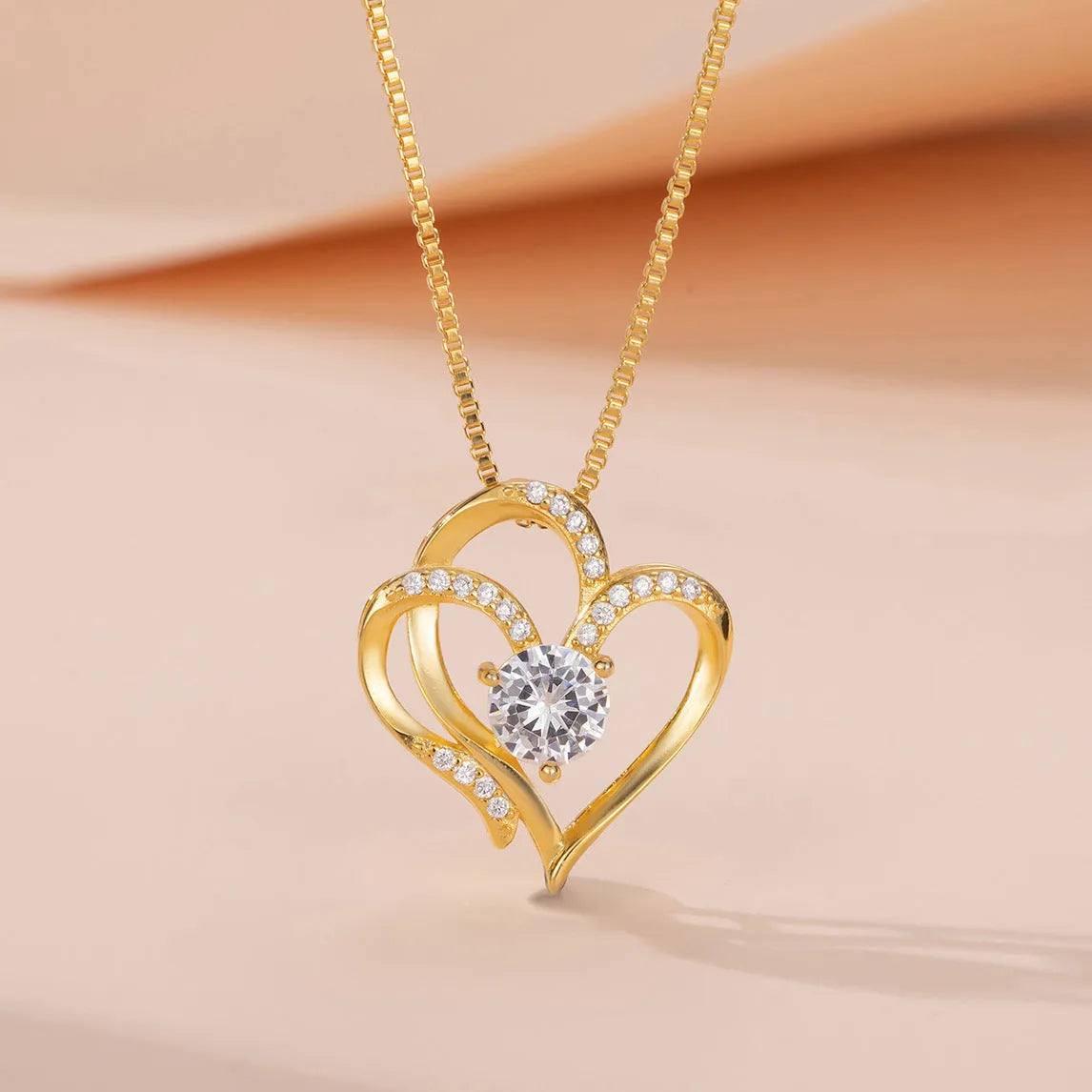 Women's 925 silver heart necklace with choice of platinum, yellow gold or rose gold finishes