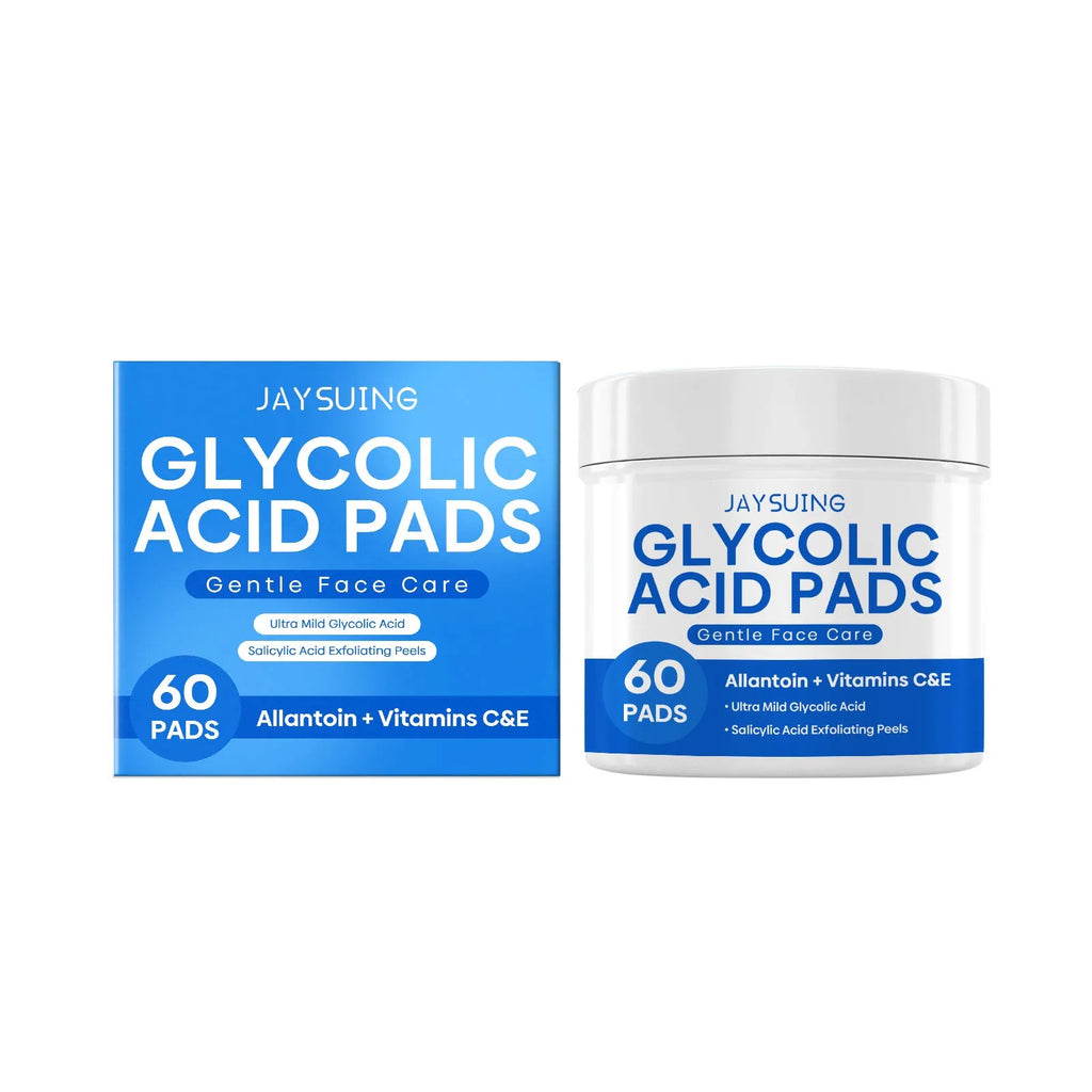60 pre-moistened glycolic acid cotton cloth pads for facial exfoliation and skincare